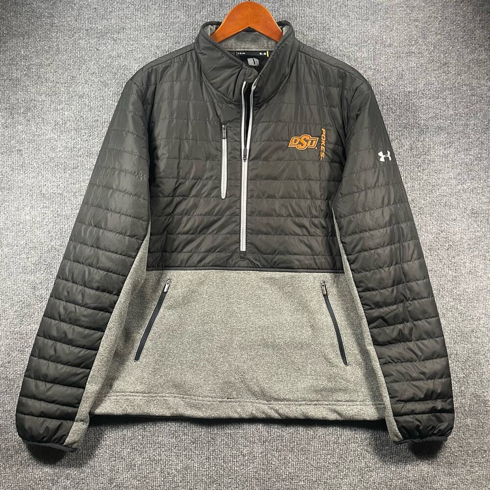 Under Armour Loose 1/2 Zip Pullover Men's Large Black/Gray OSU Cowboys Football